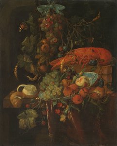 Stilleven met fruit en een kreeft door Jan Davidsz. de Heem (copy after)