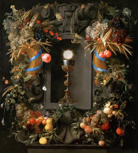 Eucharistie in een fruitkrans
