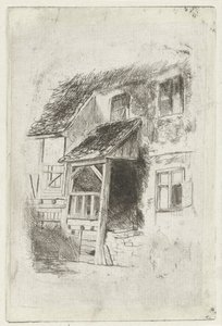 Gevel van een huis met een overdekte opgang door Jan Diederikus Kruseman