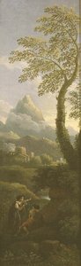 Figuren in een klassiek landschap door Jan Frans van Bloemen