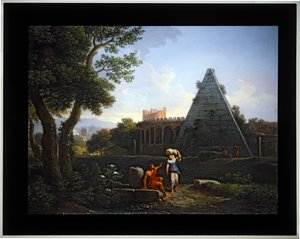 Set van vier Cappricio; (3) Piramide van Cestius door Jan Frans van (1662 1749) Bloemen