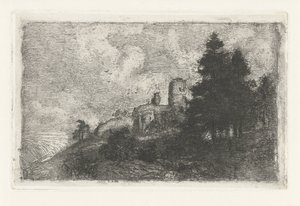 Heuvellandschap met ruïne