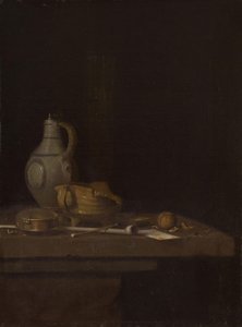 Stilleven met een aardewerken pot en een vuurkorf door Jan Fris