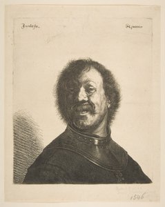 Lachende man in een gorget door Jan Georg van Vliet