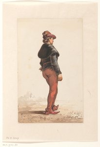 Staande lansknecht in Bourgondisch kostuum, van achteren door Jan Gerard Smits