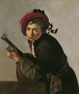 Man speelt theorbe door Jan Gerritsz van Bronckhorst