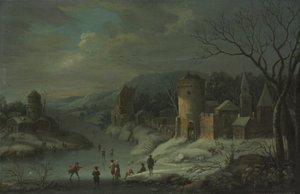 Winterlandschap, ca. 1680-1718 door Jan Griffier