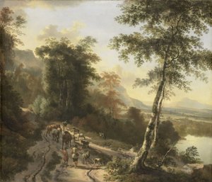 Landschap met veedrijvers door Jan Hackaert