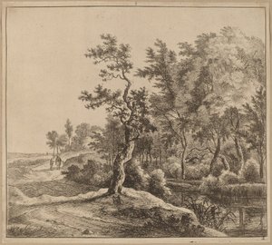 Landschap met een kronkelende weg door Jan Hackaert