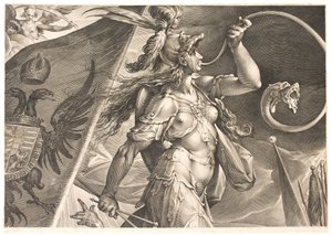 Bellona helpt het leger van de keizer bij een overwinning op de Turken door Jan Harmensz. Muller