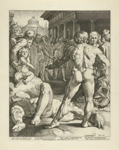 Gevecht tussen Odysseus en Irus door Jan Harmensz. Muller