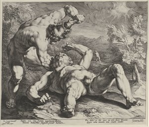 Kaïn doodt Abel door Jan Harmensz. Muller