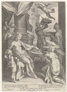 Venus geëerd door nimfen en een faun door Jan Harmensz. Muller
