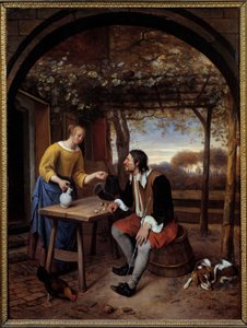 De Rust van de Reiziger. Schilderij door Jan Steen (1626-1679)