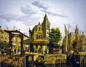 Een Nederlandse straat langs een kanaal door Jan Hendrik Verheyen