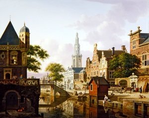 Een Nederlandse stad langs een kanaal