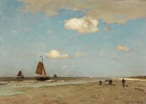 Strandscène door Jan Hendrik Weissenbruch