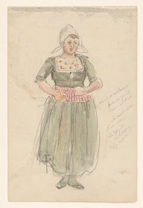 Staand meisje in klederdracht door Jan Hoynck van Papendrecht