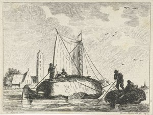 Twee hooischuiten door Jan Izaak van Mansvelt