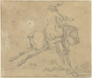 Ruiter op een achteruitslaand paard door Jan Jacobsz van der Stoffe