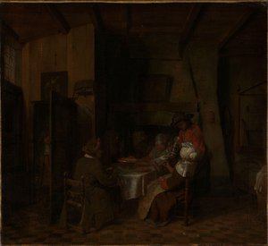 Een gezinsmaaltijd in een boerenhuisje door Jan Josef Horemans the elder