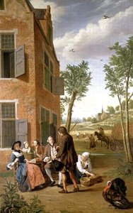 Figuren in een landschap (een van een serie van vier)