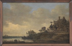 Rivierscène met de "Zwaan" herberg door Jan Josefsz van Goyen