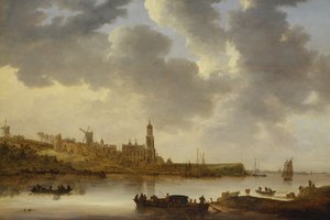 Een Uitzicht over de Rijn bij Rhenen