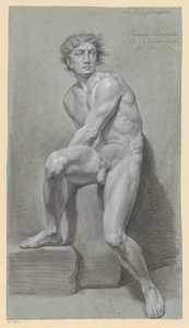 Zittend mannelijk naakt, van voren gezien (1e prijs 1791) door Jan Kamphuijsen