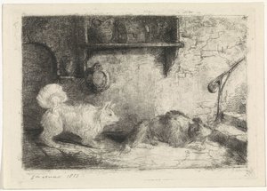 Twee honden door Jan Karel Jacob de Jonge