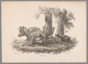 Een koe en drie schapen Beesten Studien door J. Kobell naar Paul Potter Nr. 1 (series title)