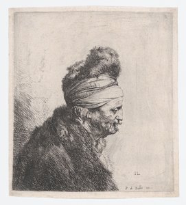Buste van een oude man met een bontmuts op door Jan Lievens