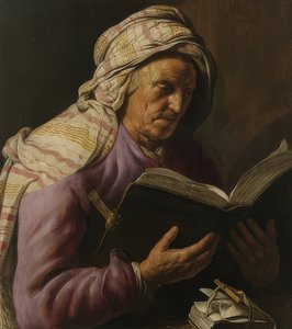 Lezende oude vrouw