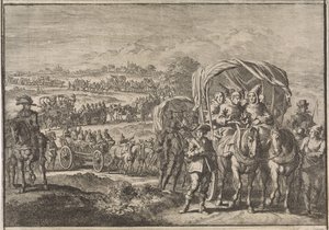 Monniken uit Noord-Brabant vluchten naar Antwerpen, 1637 door Jan Luyken (attributed to)
