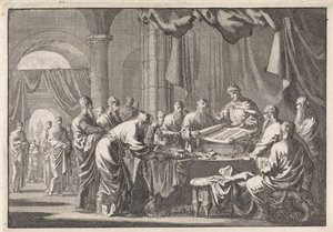 Bijeenkomst van de 72 vertalers van de wet op bevel van koning Ptolemeüs Philadelphus