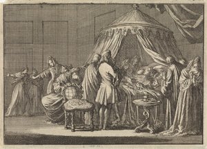 Dood van Maria II Stuart, koningin van Engeland, 1695 door Jan Luyken
