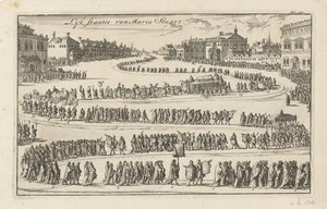 Lijkstatie van koningin Maria II Stuart, 1695 door Jan Luyken