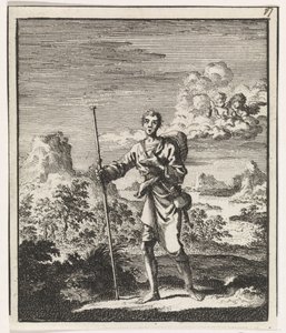 Pelgrim in een berglandschap door Jan Luyken