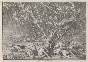 Plaag van hagel en onweer door Jan Luyken