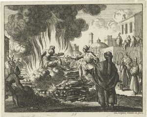 Polycarpus op de brandstapel doodgestoken