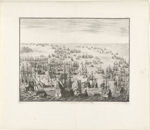 Het zinken van de Spaanse Armada in 1588, c. 1680 door Jan Luyken