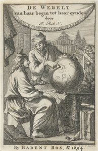 Twee mannen bestuderen een globe