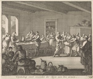 Uitdelen van voedsel aan de armen