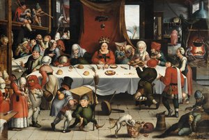 Burleske Feest, ca. 1550 door Jan Mandyn