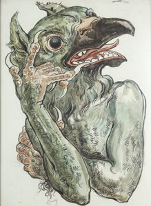Duivel met het hoofd van een vogel