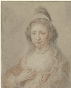 Portret van Sara van Baerle, echtgenote van Philips van Dorp door Jan Maurits Quinkhard