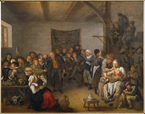 Scène in een café (schilderij op doek) door Jan Miense Molenaer