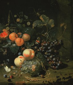 Stilleven met fruit en bloemen
