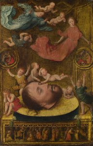 Het Hoofd van Johannes de Doper, met Rouwende Engelen en Putti, begin 16e eeuw