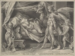 Cupido en Psyche door Jan Muller, after Bartholomaeus Spranger